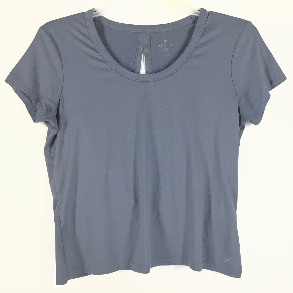 Freely Women’s Crown Blue Scoop Neck Short‎ Sleeve Athleisure Tee Size Large